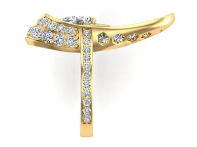 Pear Shape Diamond Engagement Ring 3D print model