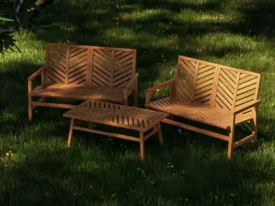 Outdoor Loveseat Chat Set 3D model