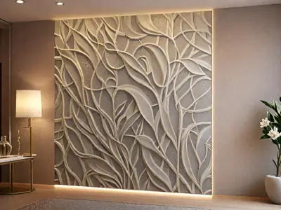 modern panel wall decor set wall relief mural CNC 139 3D model