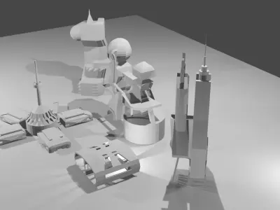 SCIFIBUILDING pack  Low-poly 3D model