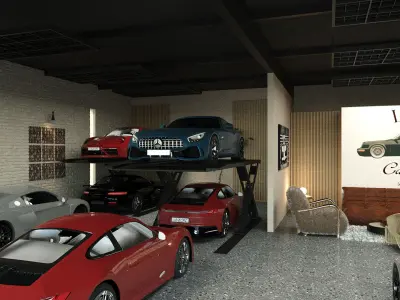 MODERN CARS WORKSHOP OFFICE 3D model