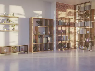 B-Bookshelf Generator Low-poly 3D model