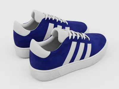 Sneakers Adidas Gazelle Style - Generic Shoes Blue Low-poly 3D model