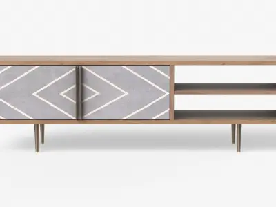 Toshi TV Stand in acacia wood Low-poly 3D model