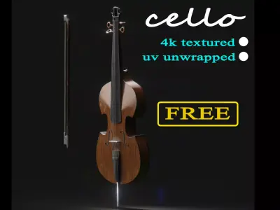cello violincel Free low-poly 3D model