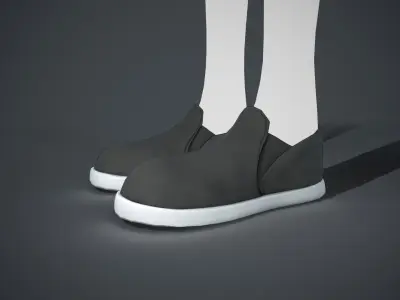 Black Fabric Shoes Style 2  Low-poly 3D model