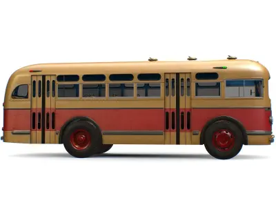 Retro USSR Soviet Vintage ZIS 155 154 City Bus Low-poly 3D model