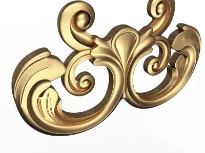 Carved Door Handle Decor 04 Low-poly 3D model