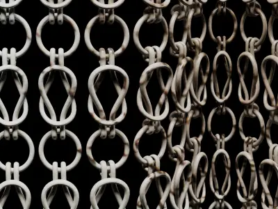 chain curtains and kitchen curtains 3D model