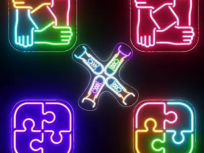 Teamwork Neon Signs 3D model