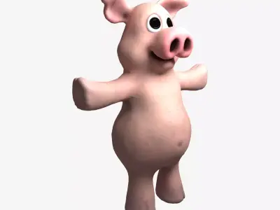 Cartoon Funny Pig  3D model