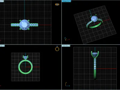 The Round Sapphire with Diamond Accented Shank Ring 3D print model