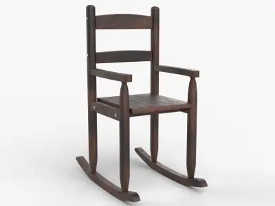 Chair No 9 Rocking Chair Cane Rocker Wood Version 3D model