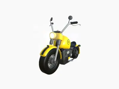 Motorcycle Cartoon A03 Yellow Racing - Custom Vehicle Design Low-poly 3D model