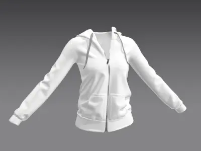 Ladies Hoodie in Marvelous Designer Low-poly 3D model