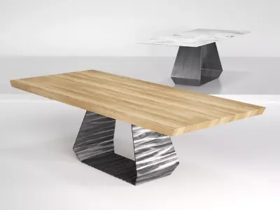 Amond marble dining table with metal legs 3D model