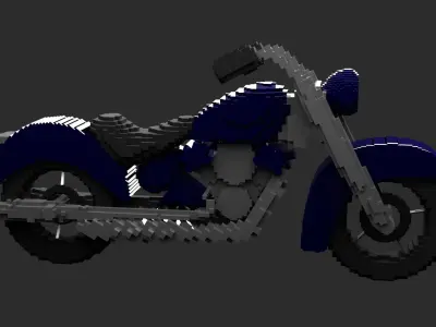 Pixal art motorcycle Low-poly 3D model
