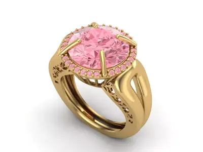 Womens Rings With Stone Ring Ready STL 3DM Models Rings women 3D print model 34