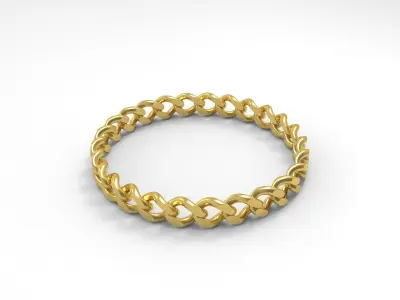 Cuban Link Chain Ring 4mm wide Curb link ring 3D print model