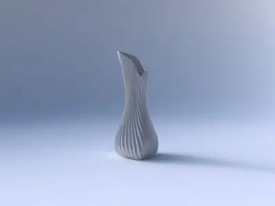 Vase puffy tappered triangle with extruded vertical lines 2 3D print model