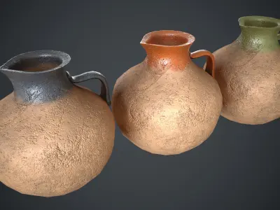 Vase Old Painted Low-poly 3D model