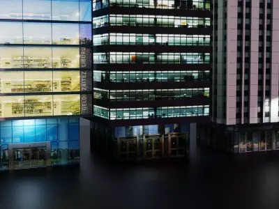 12 Low Poly Downtown Sky Scrapers Low-poly 3D model