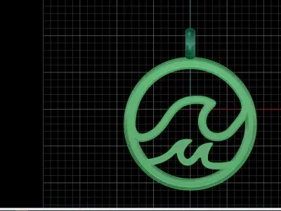 Modern Waves Pendant For Chain 3D print model