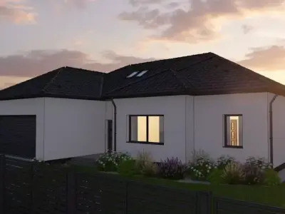 Modern Single Family House with Garage and Terrace 3D model