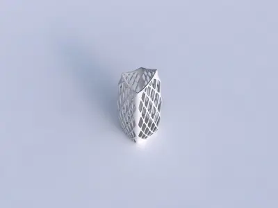 Vase double arc rectangle with diagonal grid lattice 3 3D print model