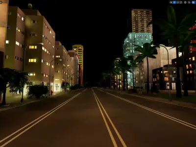 City Downtown Skyscraper Street - Night - Unreal - Lot 04 Low-poly 3D model