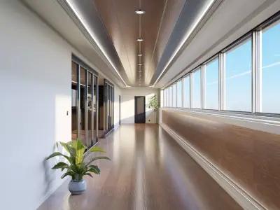 Modern Corridor - Hipoly 3D Model - blender - fbx - obj 3D model