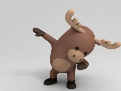 Rigged Cartoon Moose 3D model