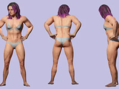 Muscular Women Full Rigged Low-poly 3D model