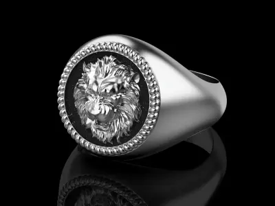 Lion Signet Ring 18 - 22 size N120 3D print model