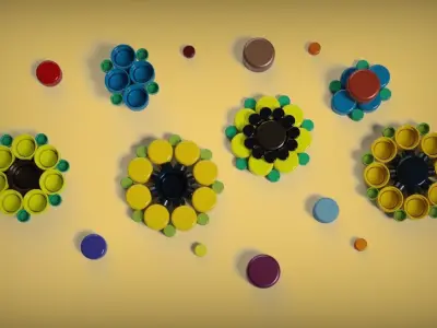 Bottle Cap Garden 3D model