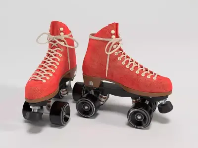 Roller Skates Retro Red Moxi Lolly Poppy 3D model