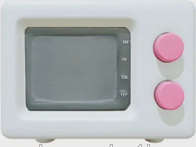 Vibrant Playful Microwave with Smooth Buttons Low-poly 3D model