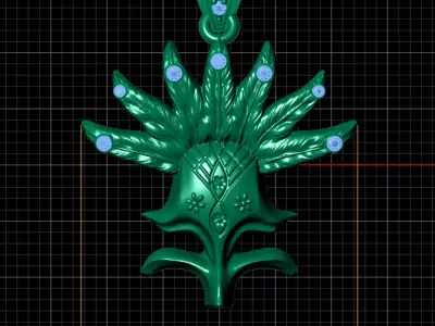 Gold Floral Feather Pendant  3D print model