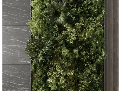 Plants set partition - Vertical Wall Garden With marble f 104 3D model