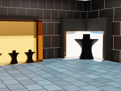 Cube shaped jewel store 3D model