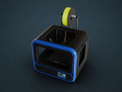 3D Printer With Spool Of Filament Low-poly 3D model