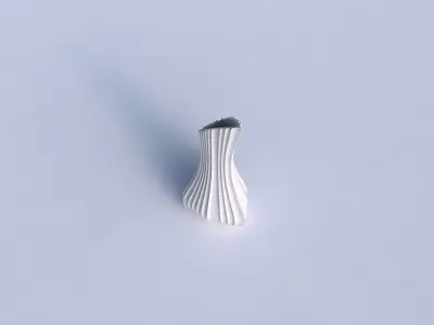 Vase puffy tappered triangle with extruded vertical lines 3D print model