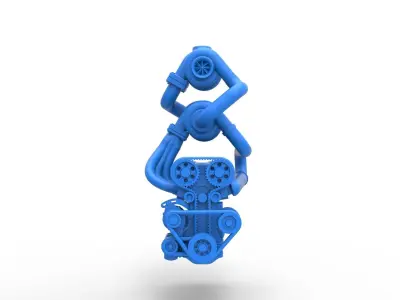 Twin Turbo straight-six engine Version 3 Scale 1 to 25 3D print model