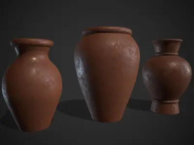 Clay Pots Vase Low-poly 3D model