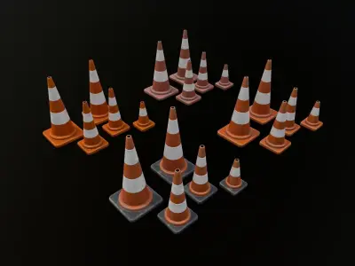 Traffic Cone 01 PBR Game-ready Low-poly 3D model