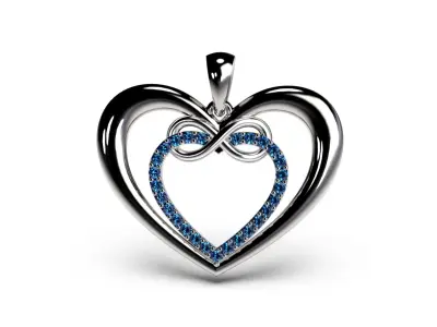HEART INFINITY PENDANT LOVE SIGN - Diamonds Valentines Day 3D print model