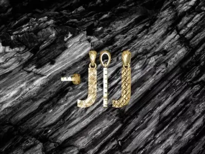 J Letter Alphabet Tiles Texture Pendant 3D Print Model 3D print model