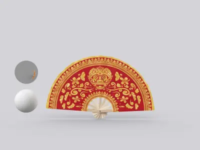 Balinese Decorative Fan Kipas Ornament 3D model