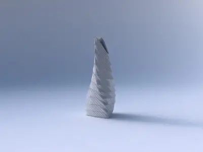 Vase twist puffy tipped triangle with twisted grid plates 3D print model