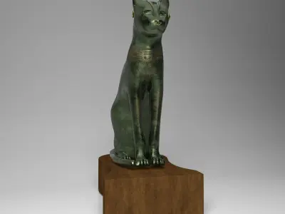 Bastet Realistic egyptian cat statue 3D model
